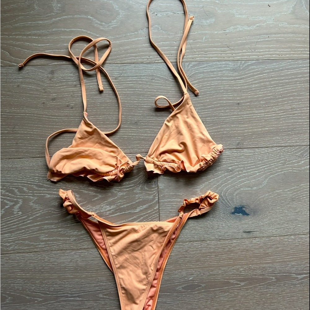 Peach Ruffle Bikini Set